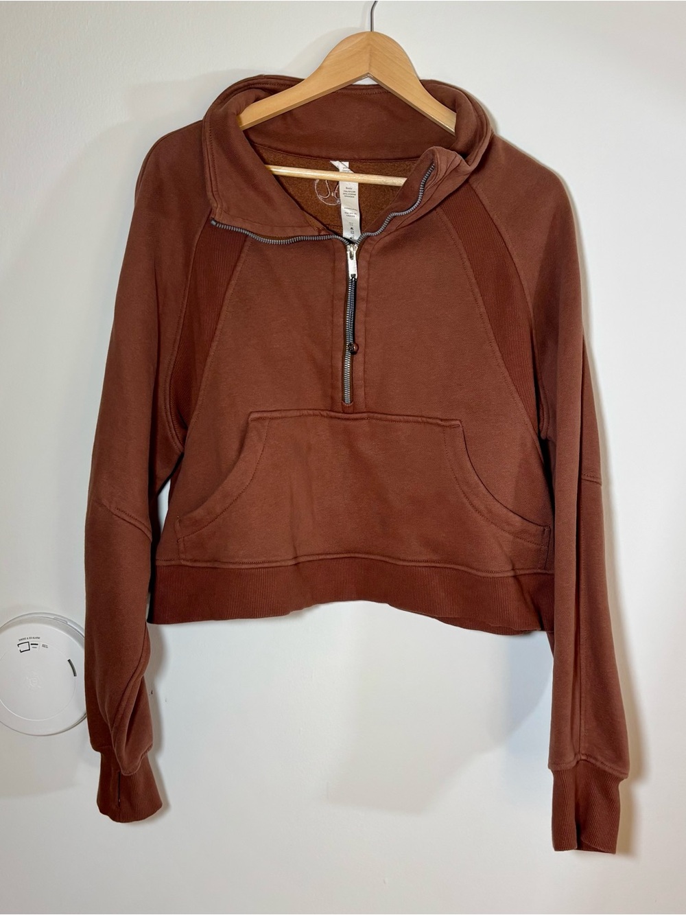 Lululemon Ebb To Train Cropped Half-Zip Pullover Sweatshirt Chocolate Brown 6